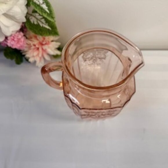 Pink Mayfair Open Rose Depression Glass Pitcher Vintage 1930s Water Jug Floral - Picture 4 of 6